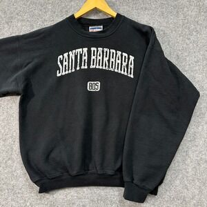 Vintage Hanes Santa Barbara 805 Sweatshirt S-M Black USA Printpro 90s Crew